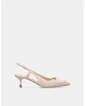 Pantofi slingback din piele intoarsa cu toc kitten, Roz deschis