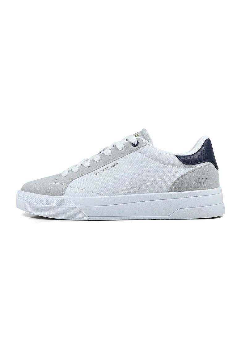 Pantofi sport low-cut cu sireturi, Alb/Gri deschis