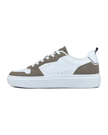 Pantofi sport low-cut cu sireturi, Alb/Maro taupe