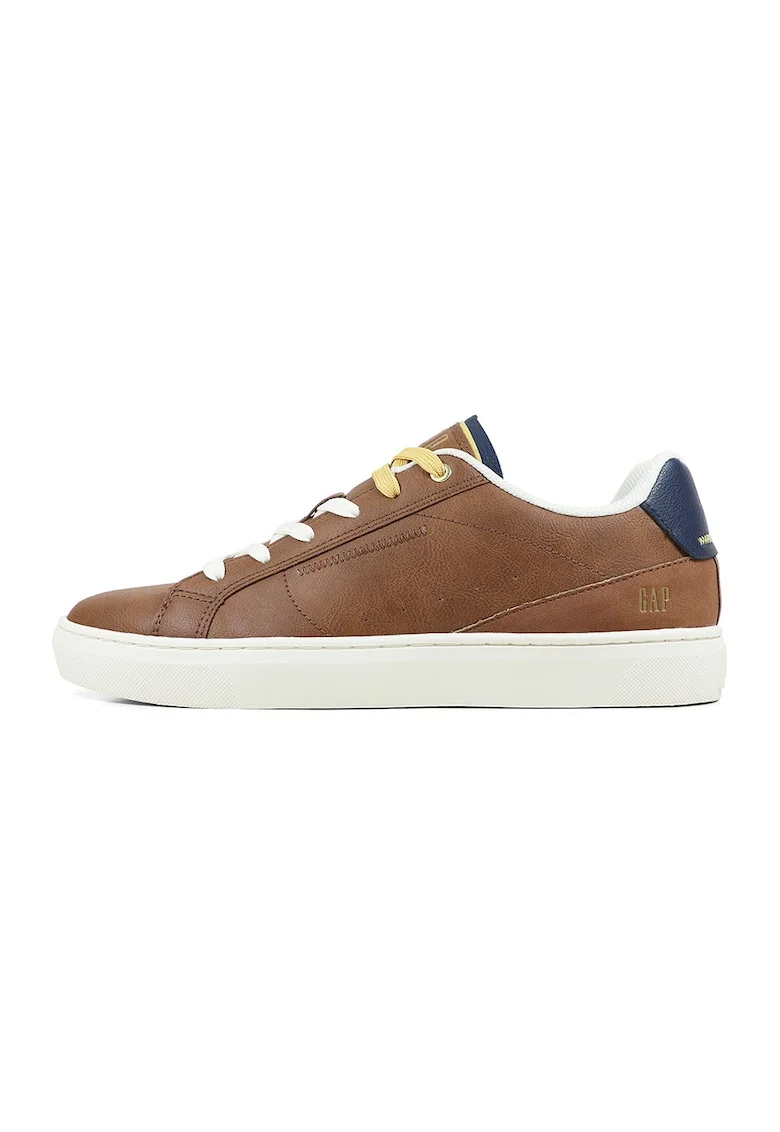Pantofi sport low-cut piele ecologica cu sireturi, Caramel
