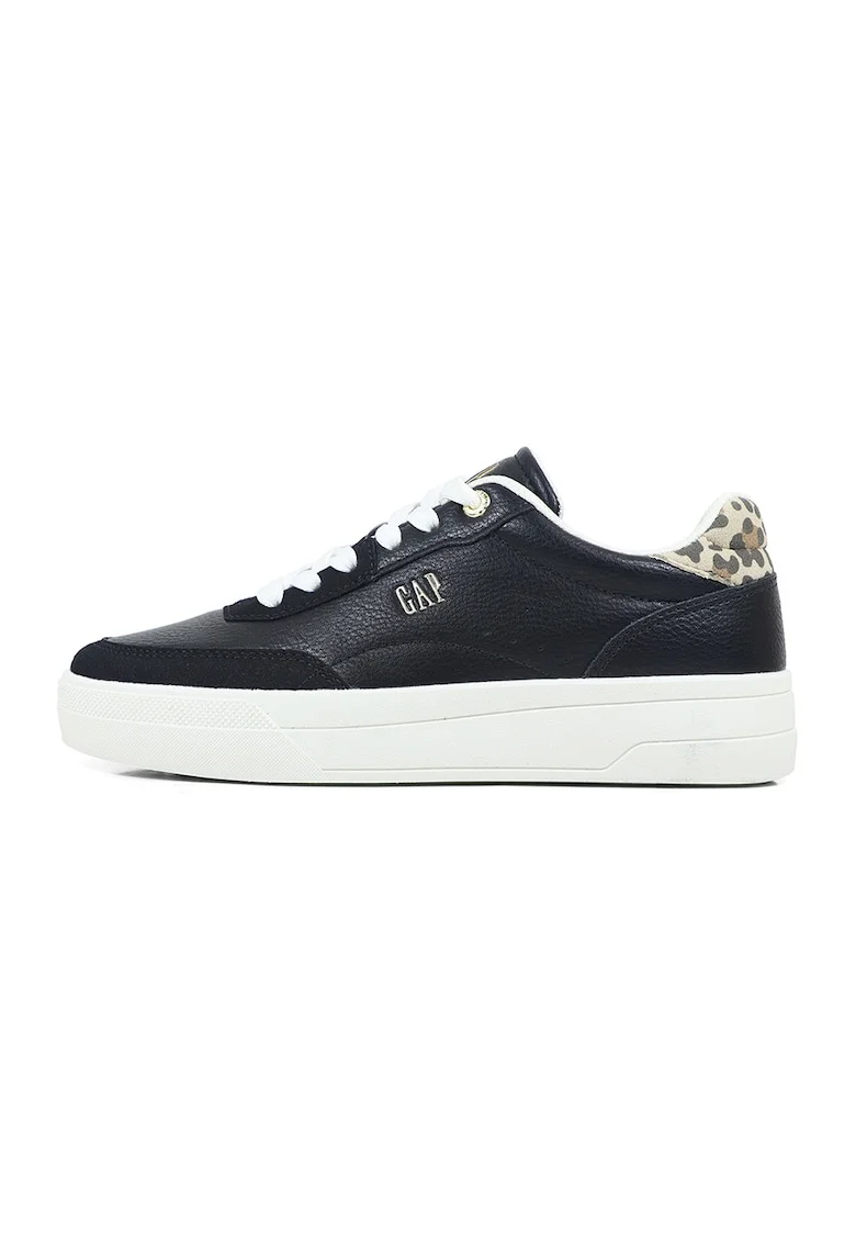Pantofi sport low-cut cu animal print, Negru/Maro