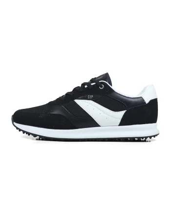 Pantofi sport low-cut cu doua nuante, Alb/Negru