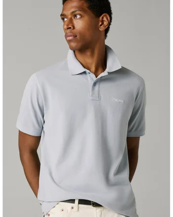 Tricou polo din bumbac cu logo Oscar, Albastru pal