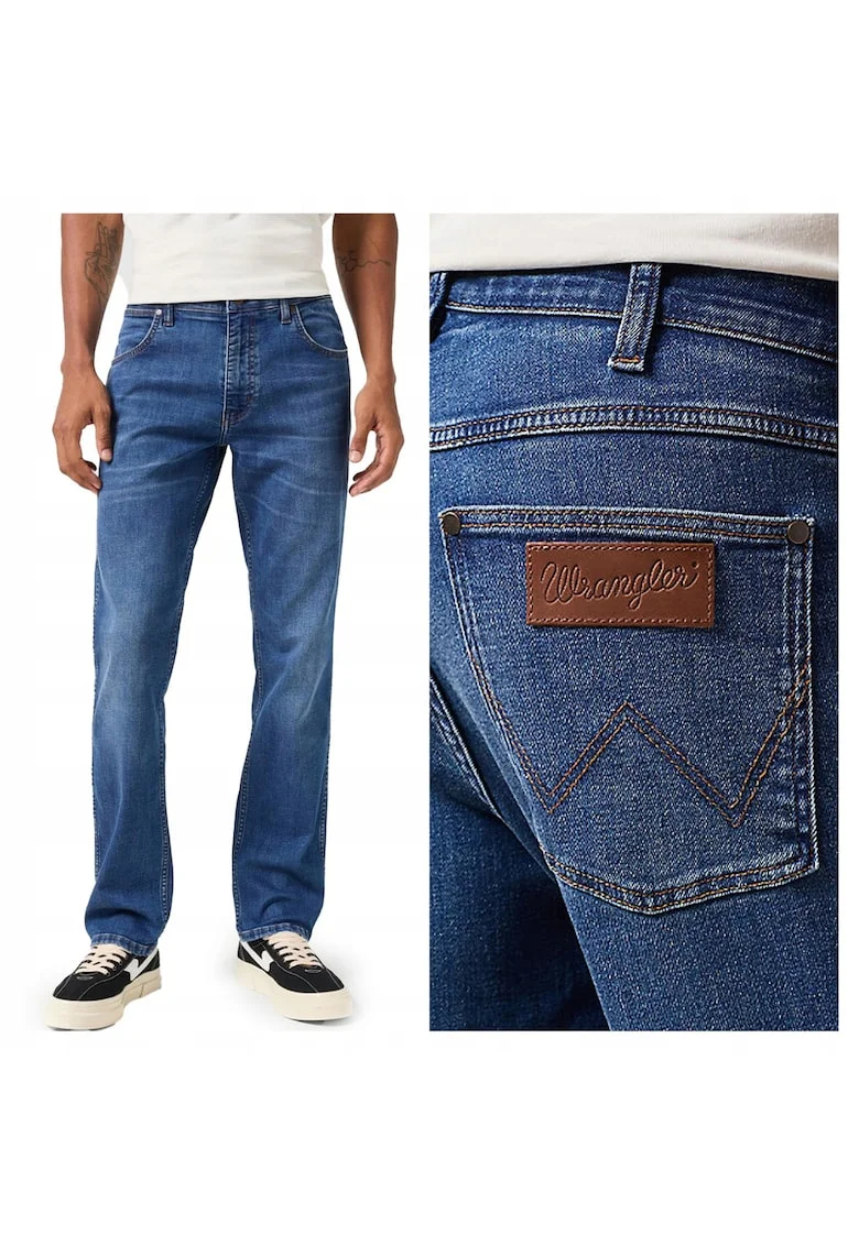 Blugi Barbati,  Greensboro, Straight Fit, Talie Medie, 5 Buzunare, Fermoar, Lungi, Bumbac, W30-L34 US, Albastru