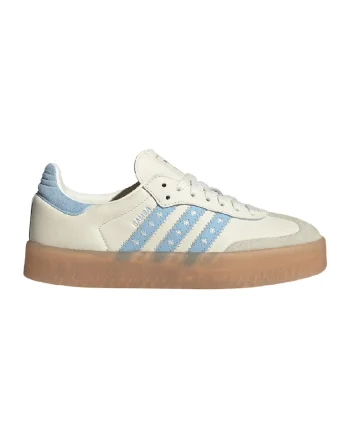 Pantofi sport din piele cu detalii brodate Samba, Alb fildes/Albastru