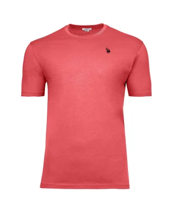 Tricou de bumbac cu decolteu la baza gatului si logo discret, Portocaliu