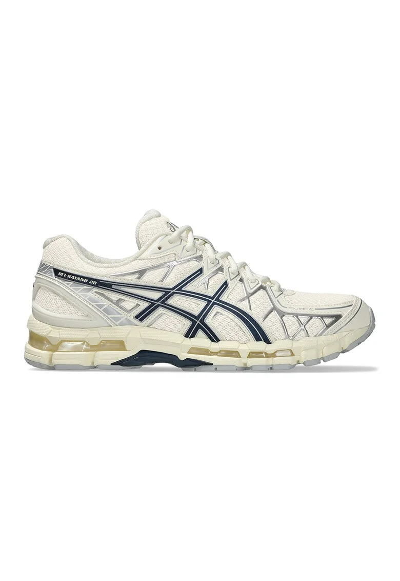 Pantofi sport din plasa cu garnituri din piele ecologica Gel-Kayano 20, Alb fildes/Bleumarin