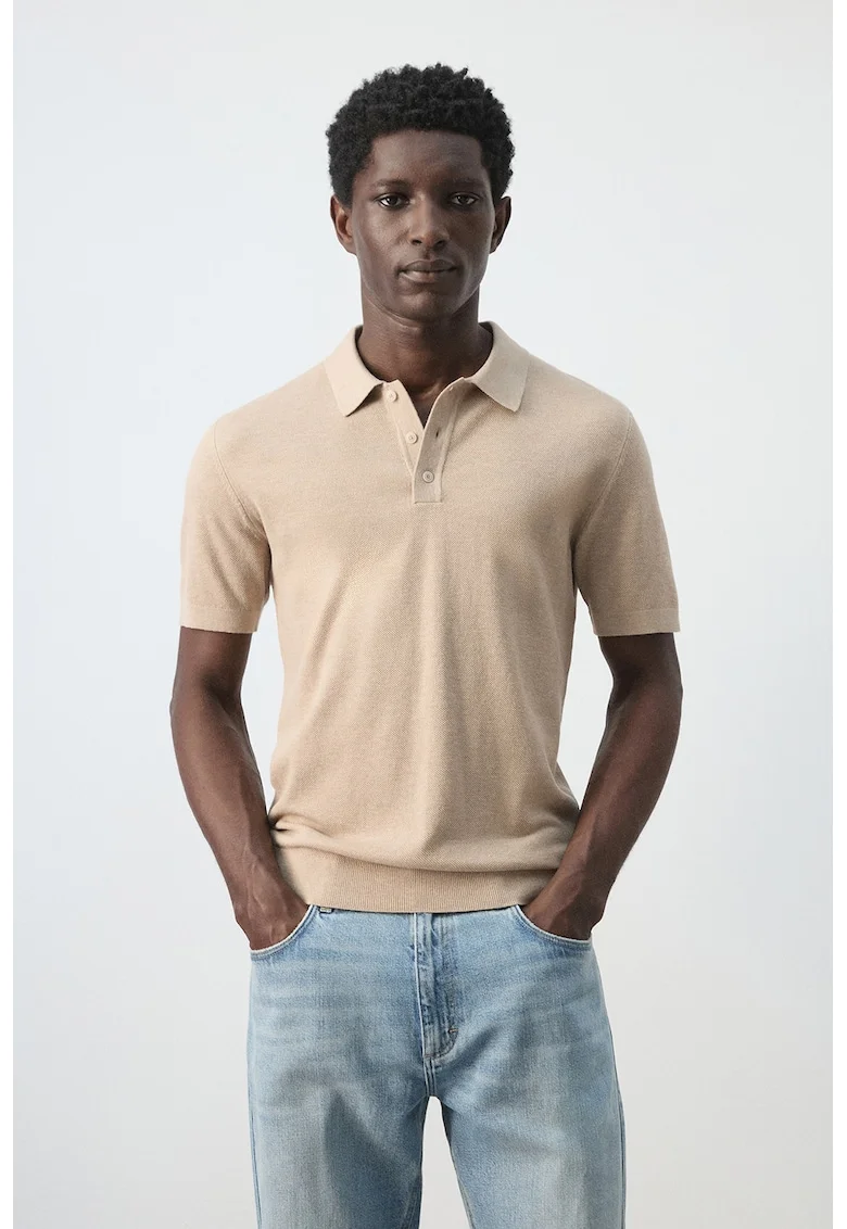 Tricou polo din amestec de bumbac cu croiala regular-fit, Bej