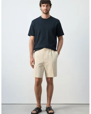 Tricou uni cu decolteu la baza gatului, Bleumarin
