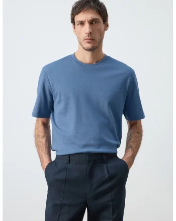 Tricou regular-fit cu model uni, Albastru inchis