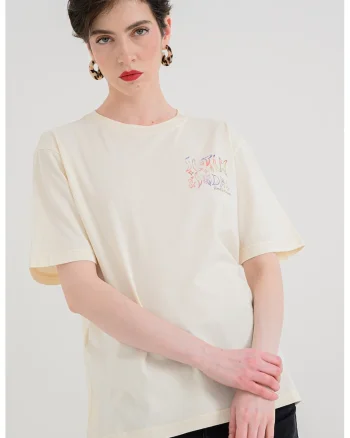 Tricou lejer cu logo, Bej deschis