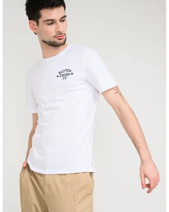 Tricou din bumbac organic cu imprimeu logo, Alb stralucitor