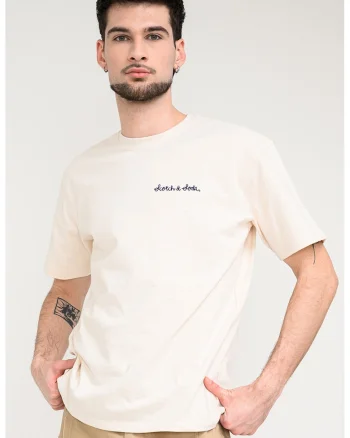 Tricou cu decolteu la baza gatuui si logo, Bej deschis