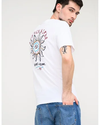 Tricou cu imprimeu grafic, Visiniu/Alb optic