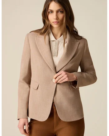 Sacou regular fit, Maro nisip