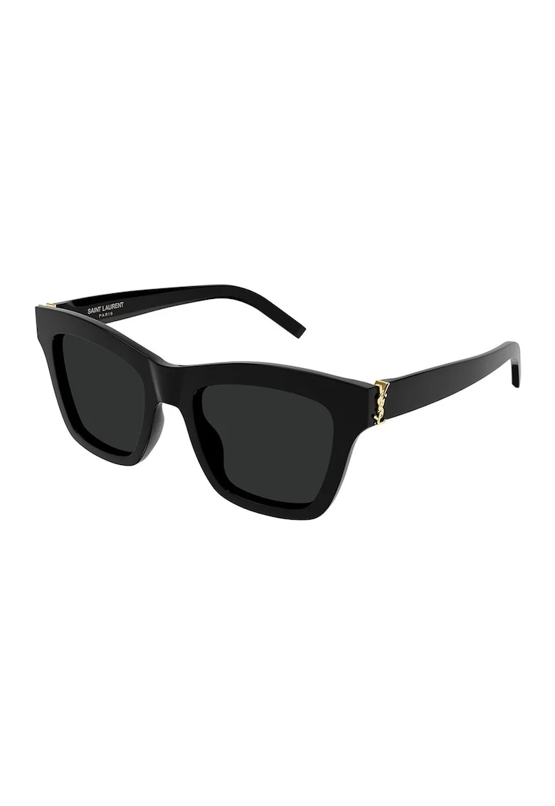 Ochelari de soare patrati cu logo lateral, Negru