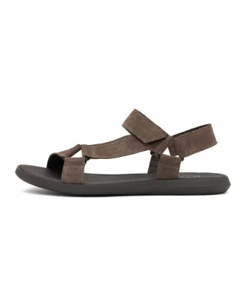 Sandale din piele intoarsa cu velcro Bon, Maro pamantiu