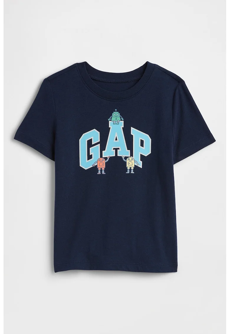 Tricou din bumbac cu imprimeu logo, Albastru ultramarin/Albastru glaciar