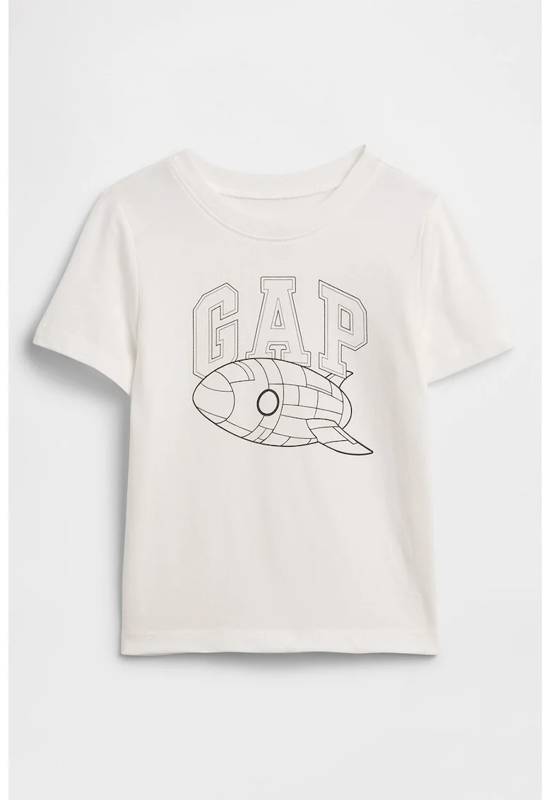 Tricou din bumbac cu imprimeu grafic, Negru/Alb murdar