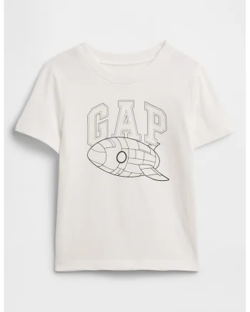 Tricou din bumbac cu imprimeu grafic, Negru/Alb murdar