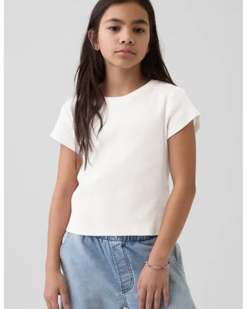 Tricou uni cu decolteu rotund, Alb