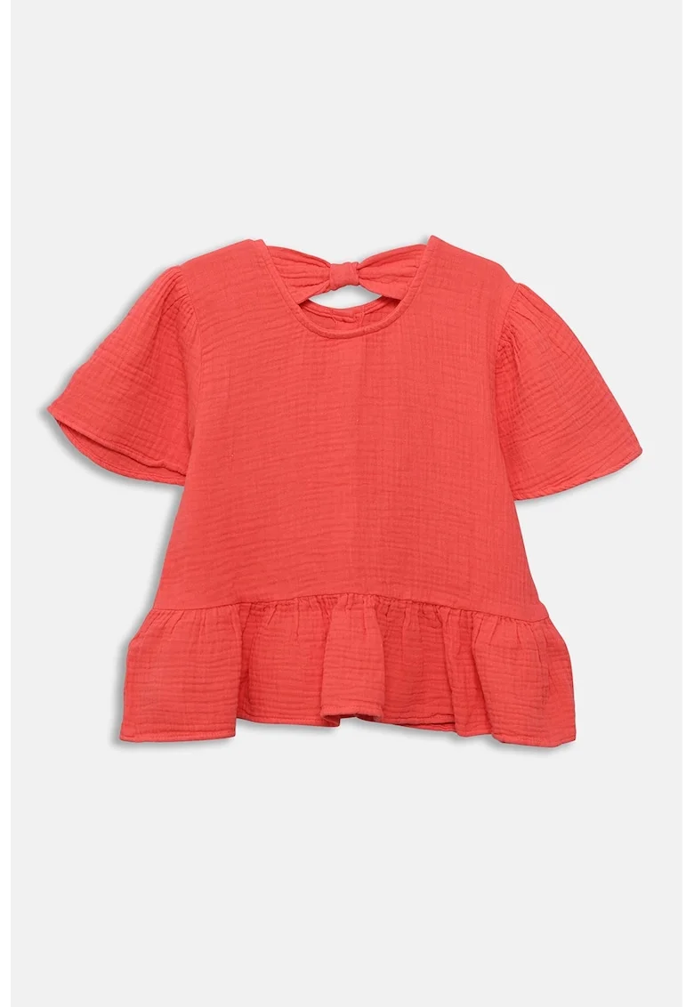 Bluza cu nasturi si terminatie peplum, Coral