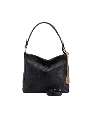 Geanta de piele cu de piele dedwqf, Negru, 29 x 24 x 8 cm
