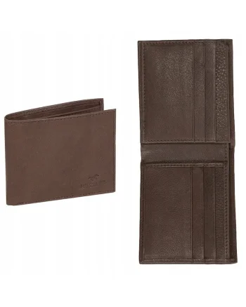 Portofel Barbati,  Livorno Wallet, 100% Piele Naturala, Cu Logo, Compartimente Pentru Carduri, Buzunar Pentru Monede, Design Elegant, One Size, Maro