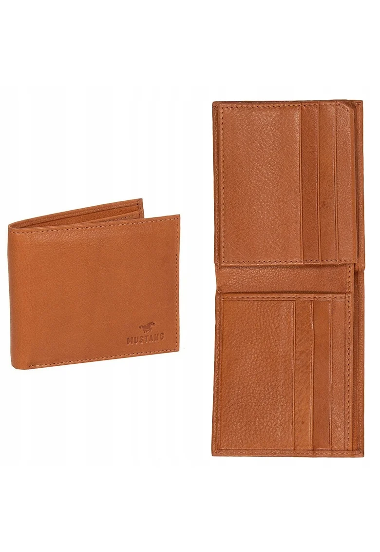 Portofel Barbati,  Livorno Wallet, 100% Piele Naturala, Cu Logo, Compartimente Pentru Carduri, Buzunar Pentru Monede, Design Elegant, One Size, Maro