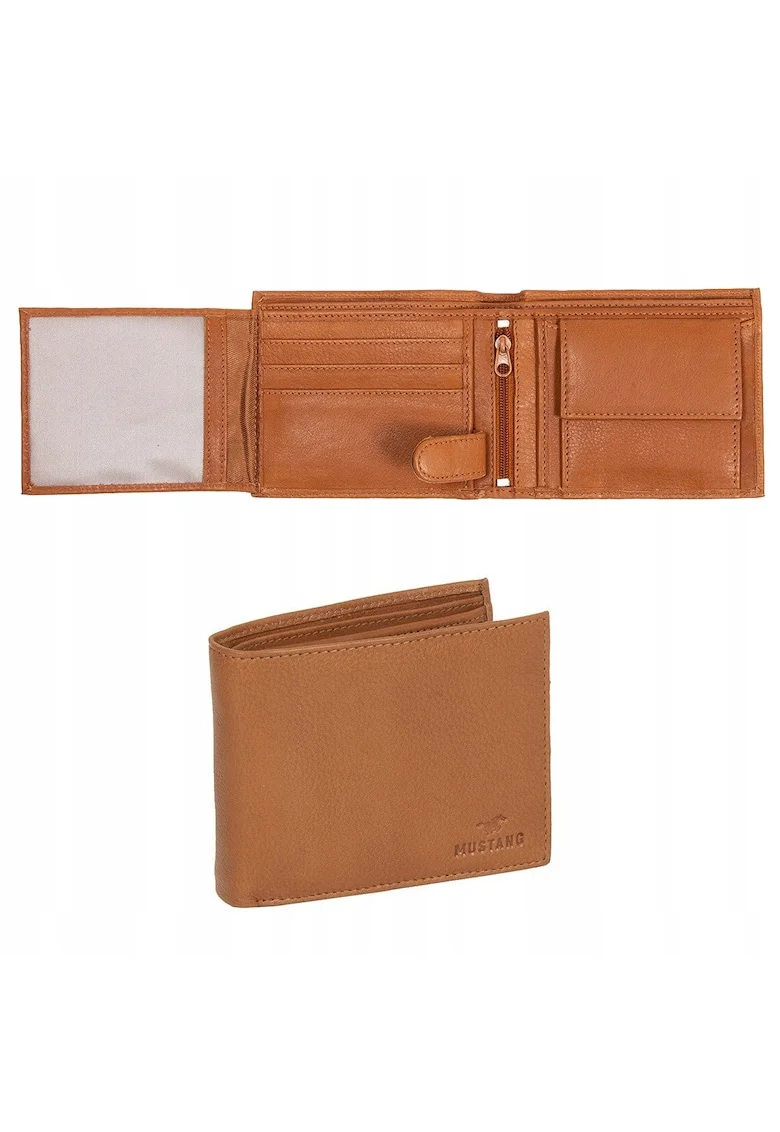 Portofel Barbati,  Livorno Wallet, 100% Piele Naturala, Cu Logo, Compartimente Pentru Carduri, Buzunar Pentru Monede, Design Elegant, One Size, Maro