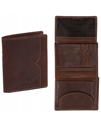 Portofel Barbati,  La Spezia Wallet, 100% Piele Naturala, Cu Logo, Compartimente Pentru Carduri, Buzunar Pentru Monede, Design Elegant, One Size, Maro