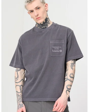 Tricou cu decolteu la baza gatului Heavyweight, Gri inchis