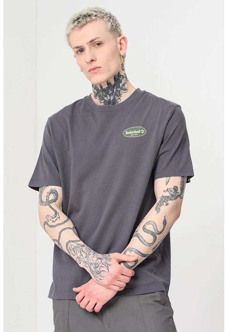Tricou din bumbac Gas Station, Bej/Gri inchis