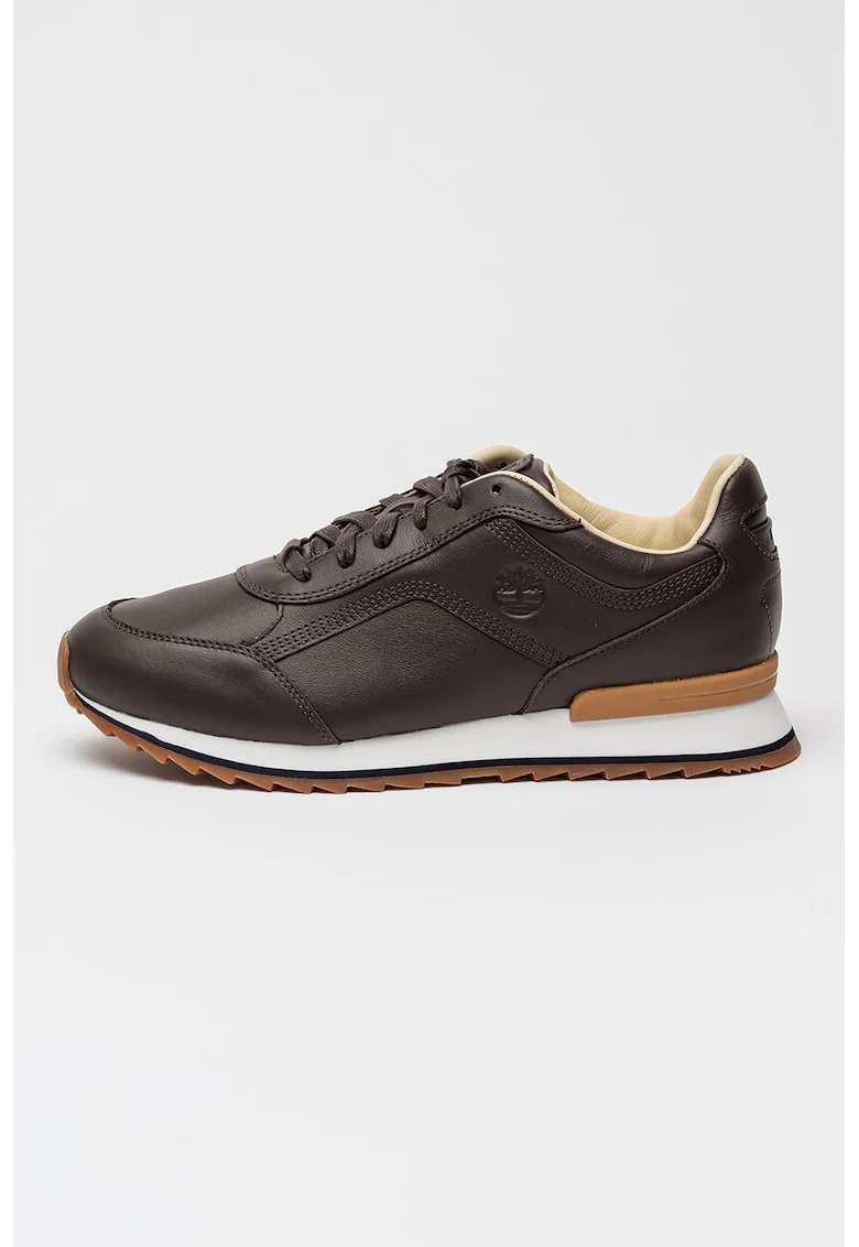 Pantofi sport din piele Scout cu detaliu logo, Maro inchis