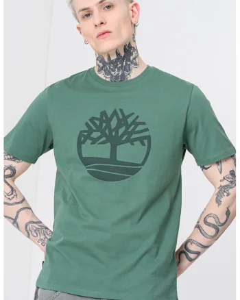 Tricou de bumbac cu imprimeu logo, Verde