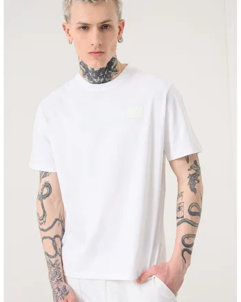 Tricou din bumbac cu logo Silicon Badge, Alb optic