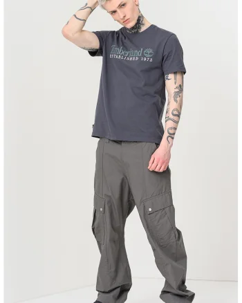 Tricou regular fit cu logo brodat, Verde/Gri inchis