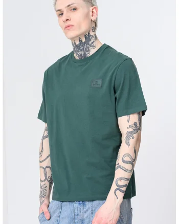 Tricou din bumbac cu logo Silicon Badge, Verde inchis