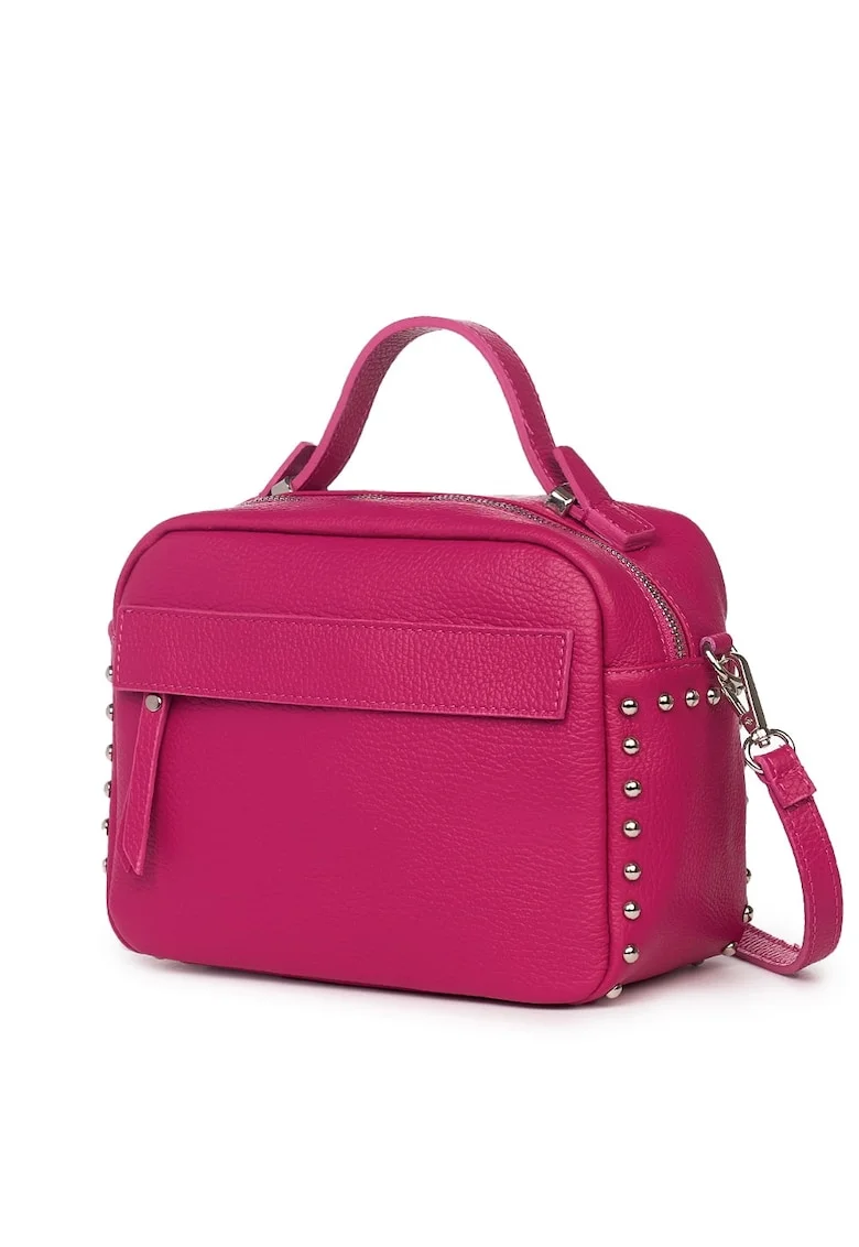 Poseta dama  Cora fucsia, piele naturala, compartiment interior, dimensiuni 18x24x12cm