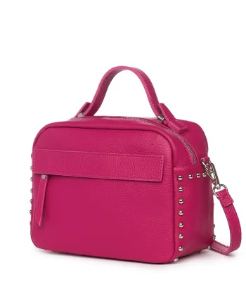 Poseta dama  Cora fucsia, piele naturala, compartiment interior, dimensiuni 18x24x12cm