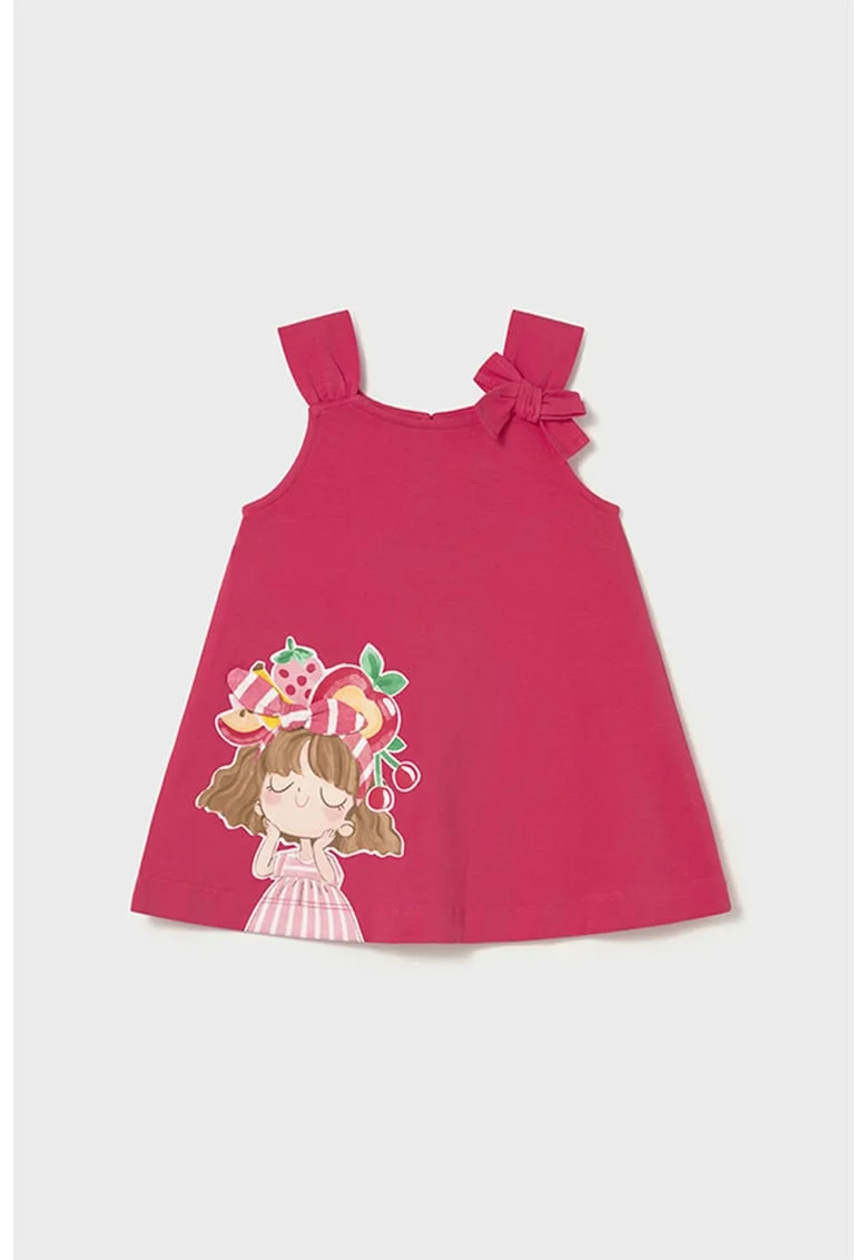 Rochie cu imprimeu fara maneci, Roz zmeuriu