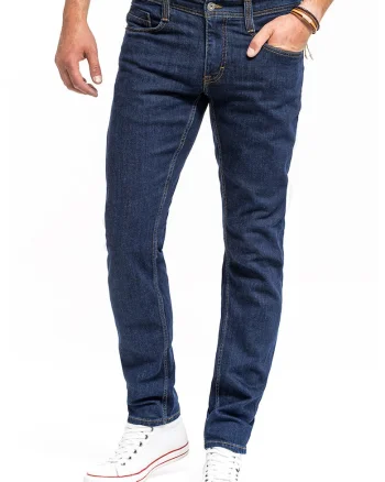 Blugi Barbati,  Oregon Tapered, Slim Fit, Confortabili Si Rezistenti, Material Elastic, Croiala Clasica, Ideali Pentru Munca Si Zilnic, Fermoar, Bumbac, Elastan, Albastru