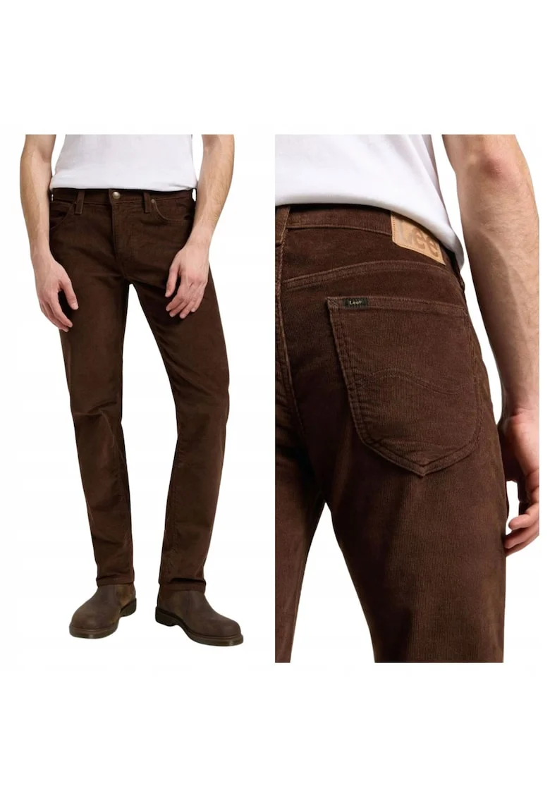 Blugi Barbati,  Daren Zip Fly, Straight Fit, Talie Joasa, Fermoar, 4 Buzunare, Lungi, Bumbac, Maro, Maro deschis