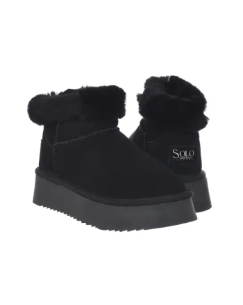 Pantofi dama HUGH Platform piele naturala Negru, Negru