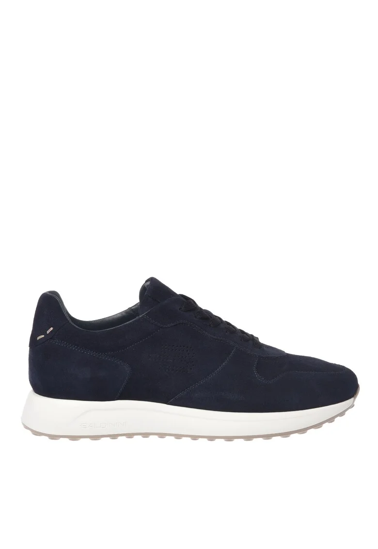 Pantofi sport de piele intoarsa cu talpa wedge, Albastru