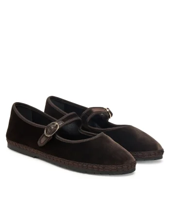 Pantofi dama,  maro, velvet,