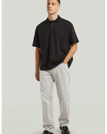 Tricou polo din bumbac organic cu model uni, Negru