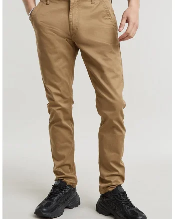Pantaloni slim fit din amestec de bumbac organic, Maro nisip/Caramel
