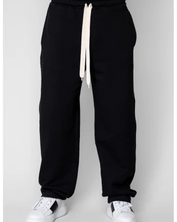 Pantaloni lung drept din 100% Bumbac Black 20592, Negru