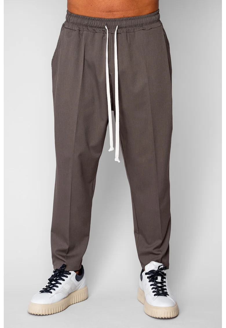 Pantaloni lungi cu snur usor conic Brown 20529, Maro